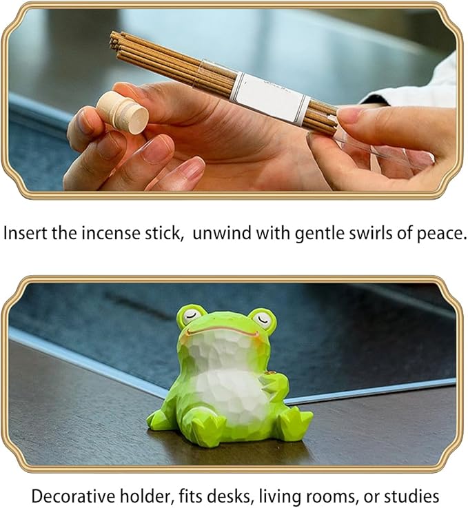 Duck Incense Holder for Stick, Cute Animal Figurine Incense Burner Lotus Flower Stand Ash Catcher Creative Cartoon Resin Frog Statue for Home Room Decor Meditation Yoga Spa