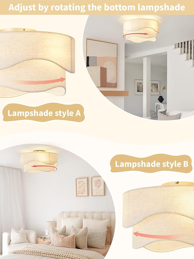 Flush Mount Ceiling Fan with Lights, 20" Low Profile Boho Ceiling Fan with Light Remote Control, Caged with 6 Speeds for Bedroom, Nursery, Living Room