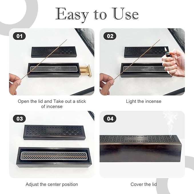 Incense Holder Burner, 2 in 1 Coffin Design with Storage Box and Ash Catcher, Holder for Incense Sticks, Excellent for Meditation Wellness Practices Bedroom Study Office