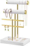 Bracelet Holder Jewelry Organizer Display - 3 Tier T Bar Velvet Stand, Black Jewelry Storage for Bracelet, Necklaces, Earrings, Rings, Watches