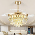 FIDGRA 48 Inch Fandelier Ceiling Fan with Light, Retractable Ceiling Fan with Lights Chandelier Fan for Bedroom, Living Room, 3 Color Temperature, 6 Wind Speed-Gold