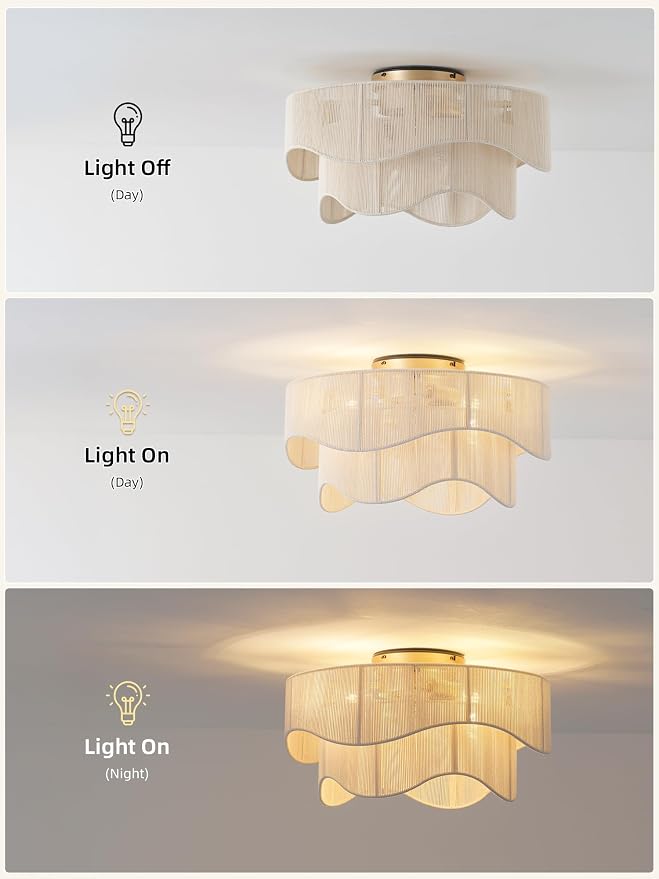 Flush Mount Ceiling Fan with Lights, 20" Low Profile Boho Ceiling Fan with Light Remote Control, Caged with 6 Speeds for Bedroom, Nursery, Living Room