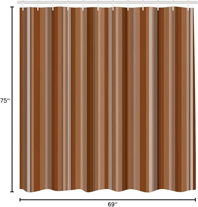 Ambesonne Stripes Shower Curtain, Abstract Ocean Inspired Palette Lines Geometrical Image Illustration, Cloth Fabric Bathroom Decor Set with Hooks, 75" Long, Pale Caramel