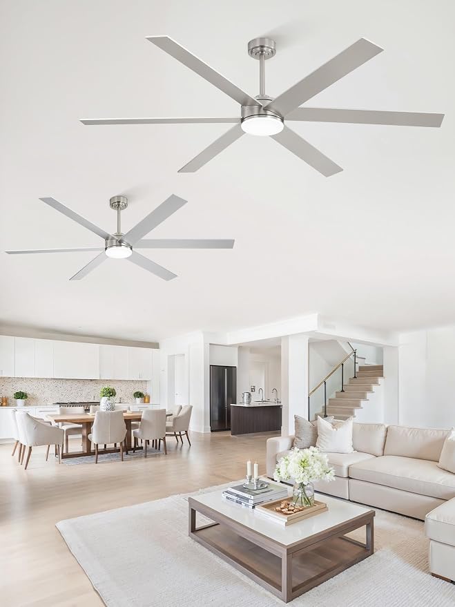 Fanbulous 72 Inch Ceiling Fans with Lights and Remote, Reversible 6 Blades & Dimmable 3-Color Outdoor Ceiling Fans for Patios, DC Motor Large Ceiling Fan for Indoor or Covered Outdoor, Nickel