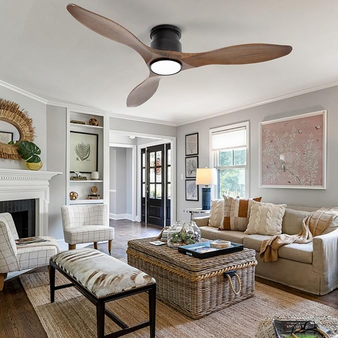 52'' Ceiling Fan with Lights and Remote, Amber Wood Ceiling Fans