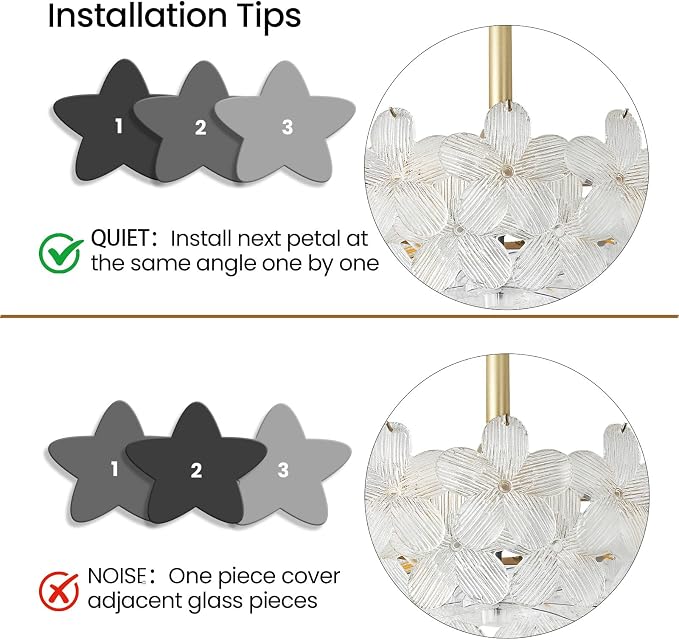 20'' Fandelier Ceiling Fans with Lights, Gold Caged Ceiling Fan with Remote Low Profile, 6 Speed and Petal, Modern Semi Flush Mount Ceiling Fan for Bedroom, Living Room, Nursery