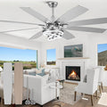 72" Large Modern Ceiling Fans with Lights and Remote Control | Remote control, 6-speed reversible DC motor, dimmable, 3 adj rings, dual finish; recommended for living room and kitchen.