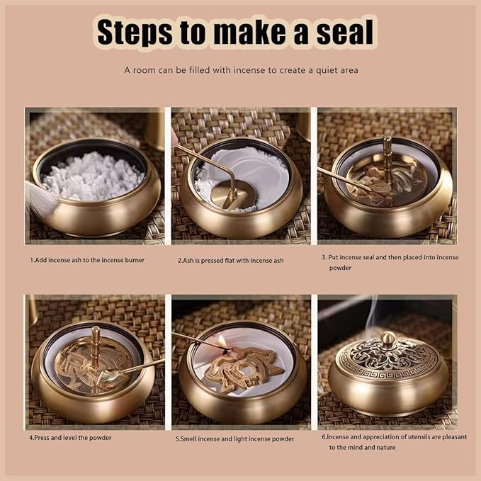 31 Pcs Powder Incense Burner Set, Brass Incense Making Kit, Chinese Incense Burner Powder Set Includes Holder/Stick/Cone/Coil/Ash Catcher Tray, Gift for Yoga and Meditation (31)