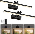 Battery Operated Wall Light for Living Room Picture Light for Wall Set of 2, 4000 mAh, 14'' Dimmable Art Painting Light, Remote Control, Display for Gallery, Living Room, Bedroom (Black)