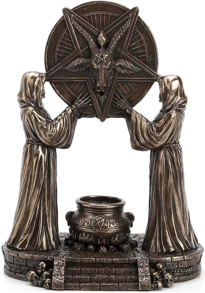 Veronese Design 7 1/4" Sigil of Baphomet Occult Altar Backflow Incense Burner Resin Sculpture Bronze Finish