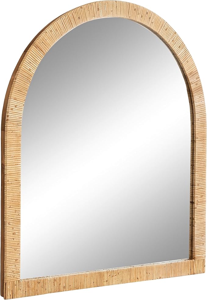 Kate and Laurel Rahfy Boho Arch Rattan Mirror
