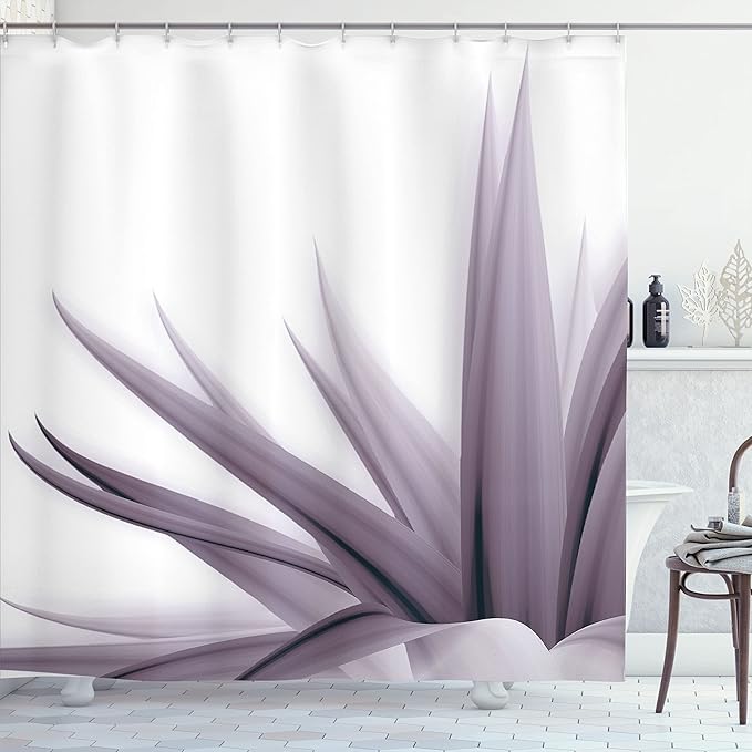 Ambesonne Flower Shower Curtain, Ombre Color Change Style Leaves Water Colored Print Calming Details Image, Cloth Fabric Bathroom Decor Set with Hooks, 69" W x 70" L, Mauve Coconut