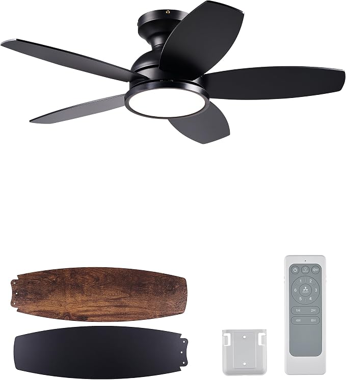 VONLUCE Ceiling Fans with Lights, 36 Inch Ceiling Fan and Remote, Full-spectrum LED Light, 3CCT, 6-Speeds Noiseless Reversible DC Motor, Modern Ceiling Fan for Bedroom Living Room Farmhouse, Black