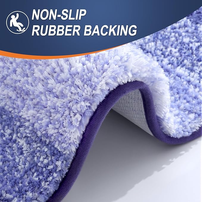OLANLY Luxury Toilet Rugs U-Shaped 24x20, Extra Soft and Absorbent Microfiber Bathroom Rugs, Non-Slip Plush Shaggy Bath Mat, Machine Wash Dry, Contour Bathroom Mats for Toilet Base, Blue-Violet