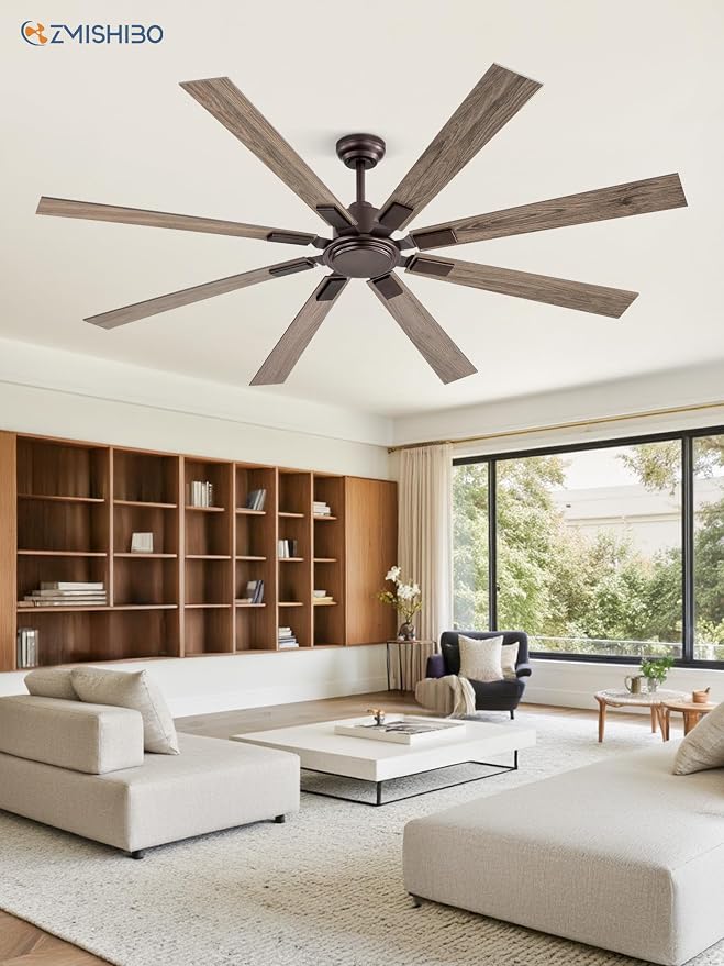 ZMISHIBO 72 Inch Oil Rubbed Bronze Ceiling Fans No Light with Remote, Indoor/Outdoor Farmhouse Ceiling Fan Without Light for Living Room Patio, 6 Speed Reversible Quiet DC Motor, Dual Finish Blades