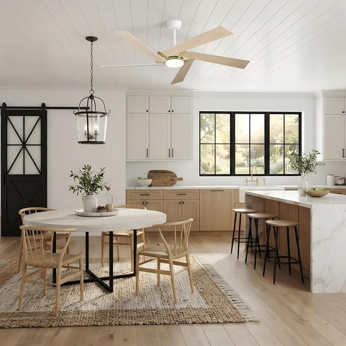 Ceiling Fans with Lights and Remote (Modern White, 60 inch)