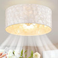 Boho Coastal Ceiling Fan with Lights and Remote, Enclosed Caged Design with Shell Lampshade — Fandelier for Bedroom, Nursery, Foyer, Kitchen (6 Speeds)