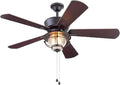 Harbor Breeze Merrimack II 52-in Matte Bronze LED Indoor/Outdoor Ceiling Fan with Light Kit (5-Blade)