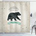 Ambesonne Bear Shower Curtain, Vintage Wildlife Theme Random Dots Predator Paws Animal Themed Design, Cloth Fabric Bathroom Decor Set with Hooks, 69" W x 75" L, Mint Green Black Tan