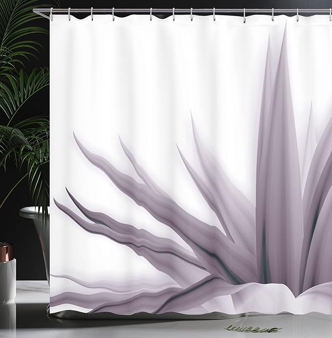 Ambesonne Flower Shower Curtain, Ombre Color Change Style Leaves Water Colored Print Calming Details Image, Cloth Fabric Bathroom Decor Set with Hooks, 69" W x 84" L, Mauve Coconut