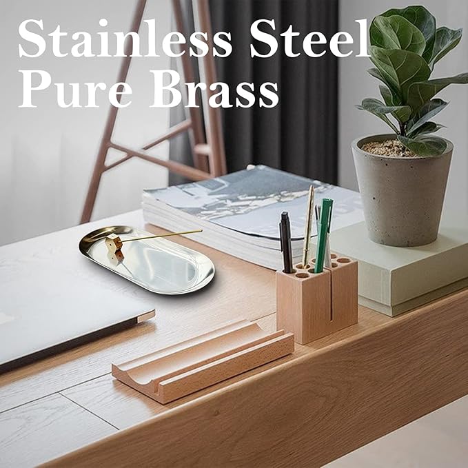 Minimalist Incense Holder for Sticks - Incense Burner Ash Catcher Zen Decor for Yoga & Meditation - 7" L X 3.3" W (Silver)