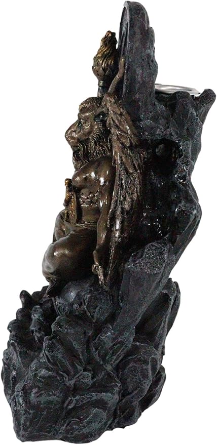 Ebros Sabbatic Goat of Mendes Samael Lilith Baphomet with Pentagram Sigil Backflow Cone Incense Smoke Burner Decorative Figurine 7.5" Tall LaVeyan Serpent Skulls Occultic Accent