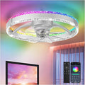 RGB Low Profile Ceiling Fan with Lights,RGB Ceiling Fans with Lights and Remote, 3000-6500K Dimmable Modern Flush Mount LED Fan Lights, 6 Wind Speeds Ceiling Fans for Bedroom