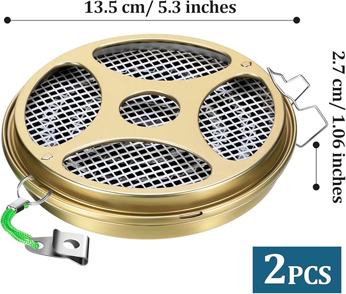 2 Pcs Portable Mosquito Coil Holder – Mosquito Coil & Incense Burner Metal Sandalwood Incense Burner for Camping Fishing Hiking Travel Patio Garden Outdoor Indoor for Repelling Mosquitos