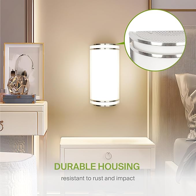 ASD Indoor LED Wall Sconce Lights - 14 Inch 20W Brushed Nickel Modern LED Wall Sconces Hardwired - ETL Dimmable 3000K 4000K 5000K Adjustable Sconce Light Fixture for Bedroom, Hallway
