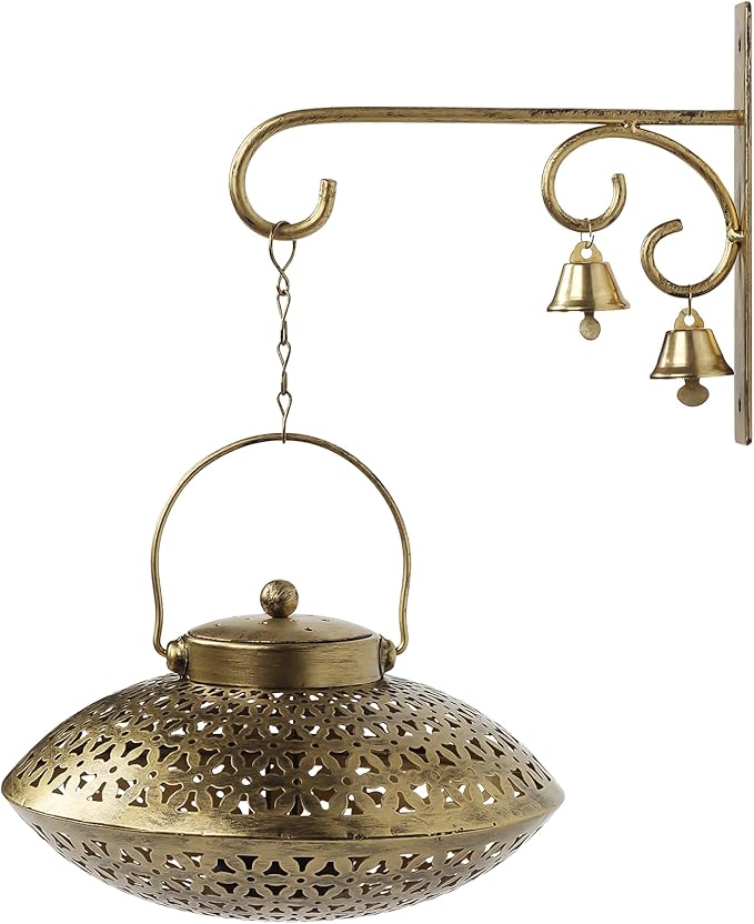 Lotoo Hanging Incense Burner, Cone Incense Holder with Brass Bells, Vintage Antique Home Room Wall Decor for House Warming Spiritual Reiki Yoga Meditation Gifts for Women Men