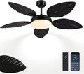 GJeg Tropical Ceiling Fans with Lights and Remote,52Inch Outdoor Palm Leaf Ceiling Fan for Patios Porch Bedroom, Dimmable LED Light, 6 Speeds, Reversible,Black