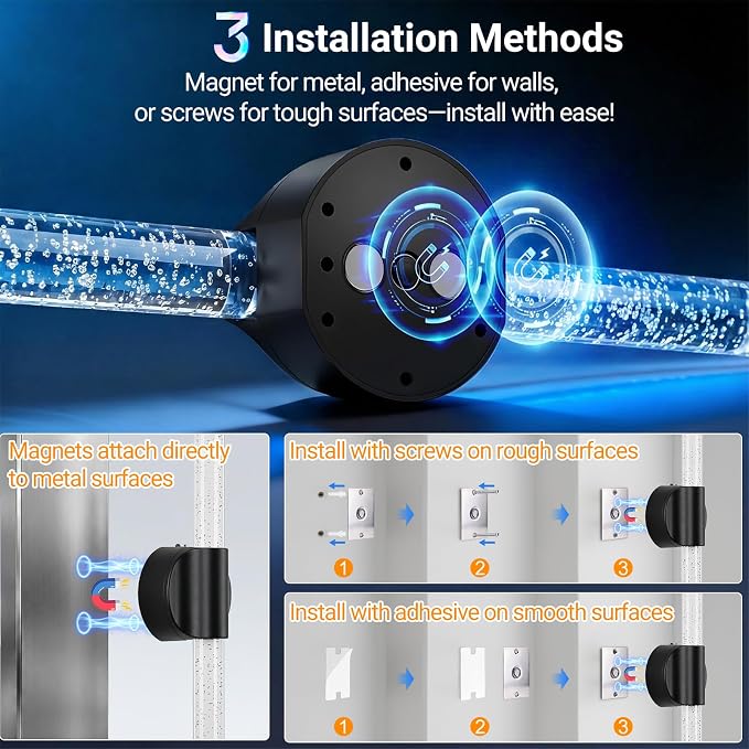 Peel and Stick on Black Battery Operated Wall Sconces Set of 2, Rechargeable Magnetic Wireless Wall Lights for Bedroom, Long Picture Vanity Wall Lamps with Remote&Touch Control, 3CCT&Dimmable Sconces