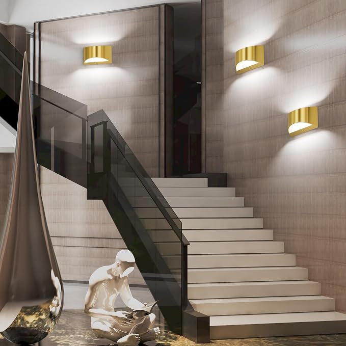 Aipsun Brushed Brass Wall Sconce Indoor Wall Lights Hardwired 1 Pack Up and Down Wall Mount Light for Living Room Bedroom Hallway Corridor Conservatory Cool White 6000K(with G9 Bulbs)