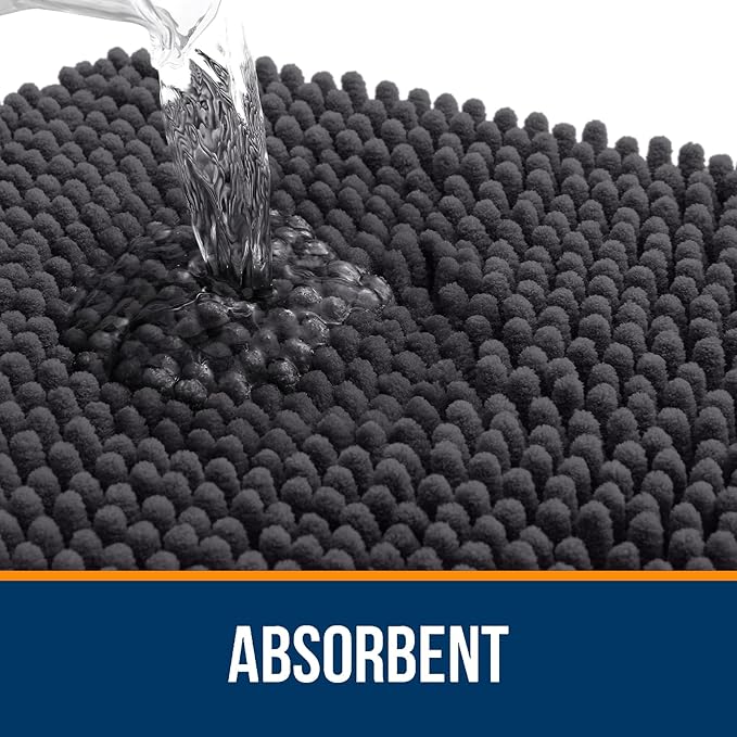 OLANLY Large Bathroom Rugs 59x35, Extra Soft Absorbent Chenille Bath Rugs, Rubber Backing Quick Dry, Machine Washable Bath Mats for Bathroom Floor, Tub and Shower, Home Decor Accessories, Dark Grey