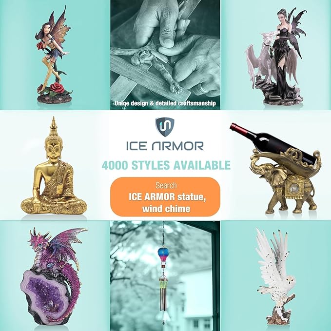 ICE ARMOR 13" W Purple Fairy with Clear Wings Incense Burner Sticks Holder Statue Sculpture Ornament Decoration Home/Room Decor Ideas