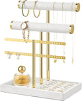 Jewelry Organizer Stand for Necklaces, Bracelets, Earrings, Rings, White | 3 Tier Velvet Bracelet Holder Display | Jewelry Organizers and Storage | Jewelry Tree | Jewelry Towers