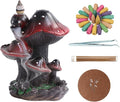 Simcat Backflow Incense Burner Holder Mushroom Handicraft Decor Resin Reverse Flow Incense Burner Censer Cone Incense Waterfall Burner + 20 Backflow Incense Cones 30 Incense Sticks 1 Tweezer 1 Mat