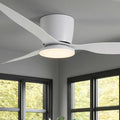 42 Inch Flush Mount Ceiling Fans with Lights and Remote Control, White Low Profile Ceiling Fan for Bedroom, Living Room,Office,Kitchen,Patios Indoor and Outdoor Use