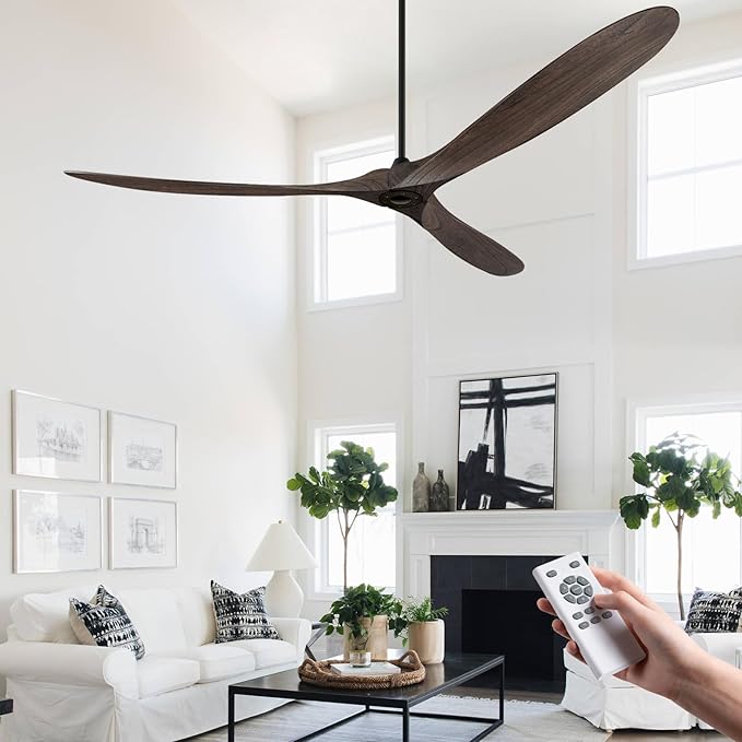 Eliora 88" Ceiling Fans Without Lights, Wood Ceiling Fan no Light with Remote, Large Outdoor Ceiling Fan for Patio, Porch, Bedroom, 6 Speed, Quiet DC Motor, ETL Listed-Deep Brown