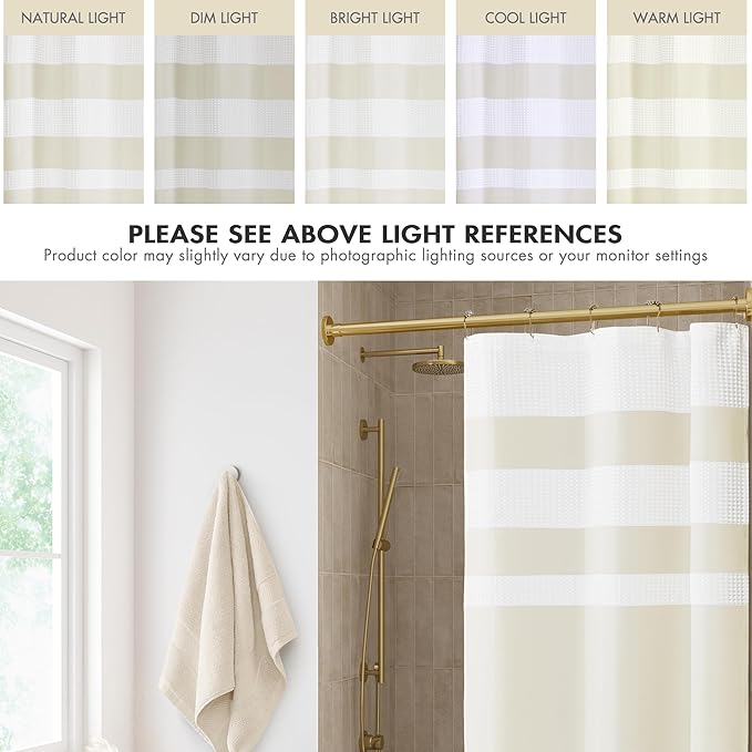 Madison Park Shower Curtain Spa Waffle Weave Stall Shower Curtain for Bathroom 3M Scotchgard Moisture Management, Spa Quality Modern Shower Curtains for Bathroom, Stall: 36x72'' Cream