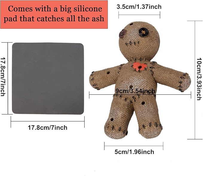 Voodoo Doll Incense Holder for Sticks with Ash Catcher, Unique Incense Burner for Praying Desktop Resin Ornament for Yoga Room, Ornament Handmade Craft for Home Decoration