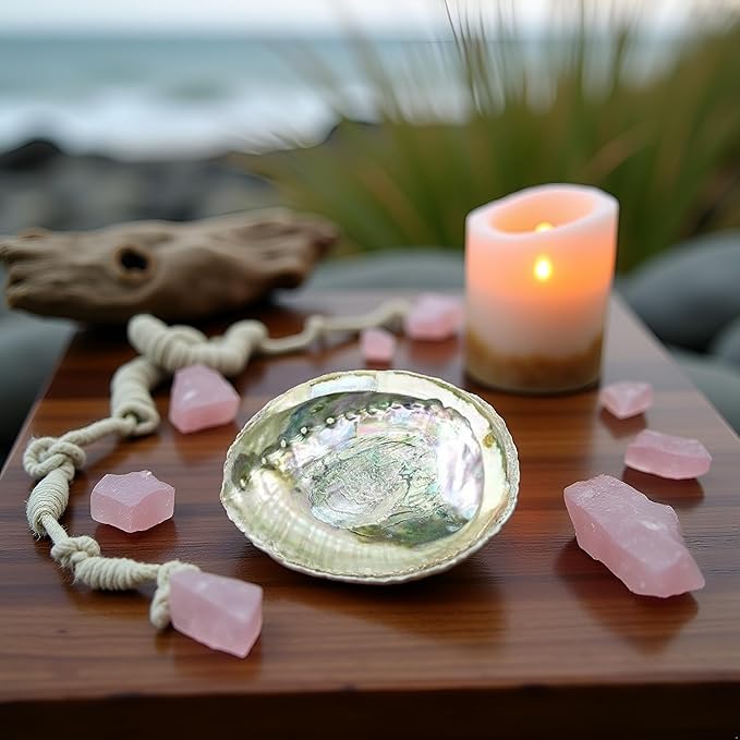 Colorful Large Abalone Shell Bowl 4-4.5 Inch Natural Smudge Bowl for Sage Burning and Incense Sea Shell Smudging Bowl for Decor and Display, Incense Holders