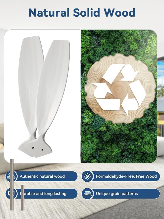Sofucor 52 Inch White Ceiling Fans no Light, Works with App/Alexa/Google, Dimmable 6-Speed Outdoor Ceiling Fan with Remote for Indoor Bedroom Living Room Outdoor Patio Porch