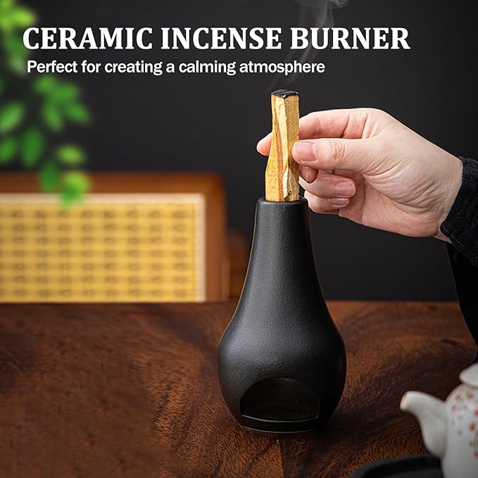 SAIBI Handmade Palo Santo Holder & Incense Cone Burner, Elegant Sage Smudging Accessory for Spiritual Rituals, Energy Cleansing, Meditation, Yoga & Aromatherapy, Thoughtful Gift (Drop)