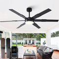 60 Inch Ceiling Fans with Lights and Remote, Modern Large Black Ceiling Fan for Indoor or Covered Outdoor, 3CCT,Reversible DC Motor Dual-Sided Blades High CFM Ceiling Fan for Living Room Garage