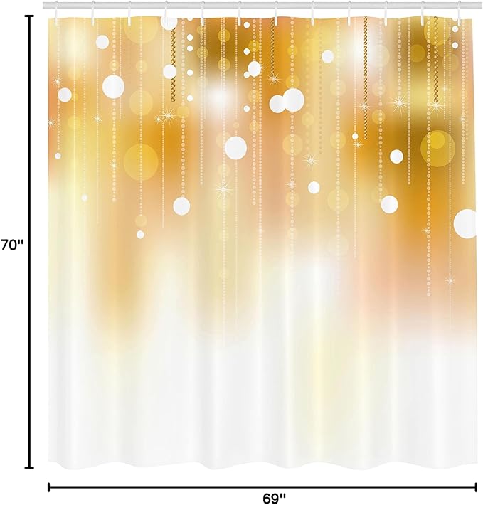 Ambesonne Pearls Shower Curtain, Blurred Background with Brown Color Classy Christmas Design Artwork Print, Cloth Fabric Bathroom Decor Set with Hooks, 69" W x 70" L, White Brown