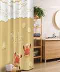 Ambesonne Crabs Stall Shower Curtain, Funny Summer Card Animals on The Beach Holiday Vacation Theme Print, Fabric Bathroom Decor Set with Hooks, 36" W x 72" L, Sand Brown and White