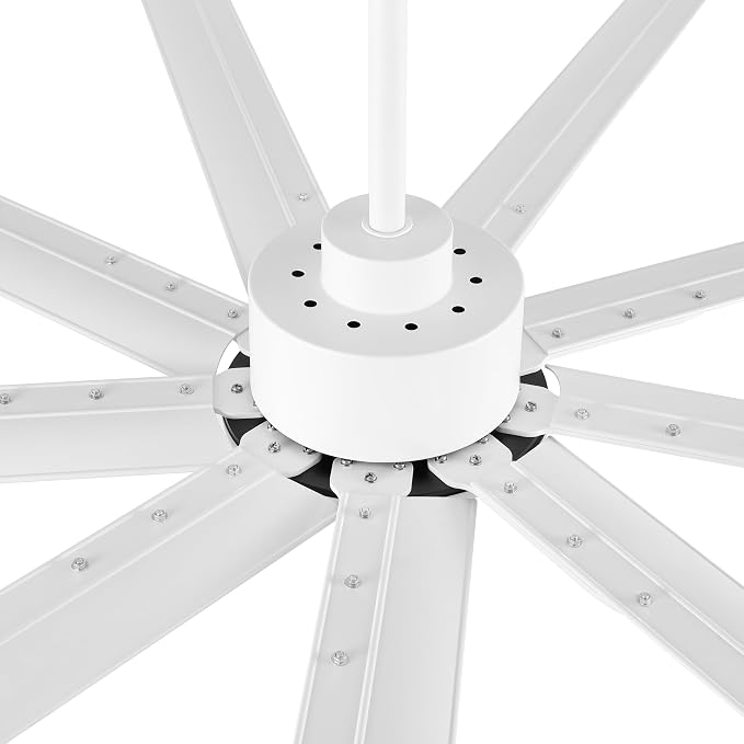 WINGBO Industrial Ceiling Fan No Light 84", 9 Aluminum Blades, 6 Speed Remote Control, Reversible DC Motor, for Home and Commercial Use, Living Room/Shop/Warehouse White