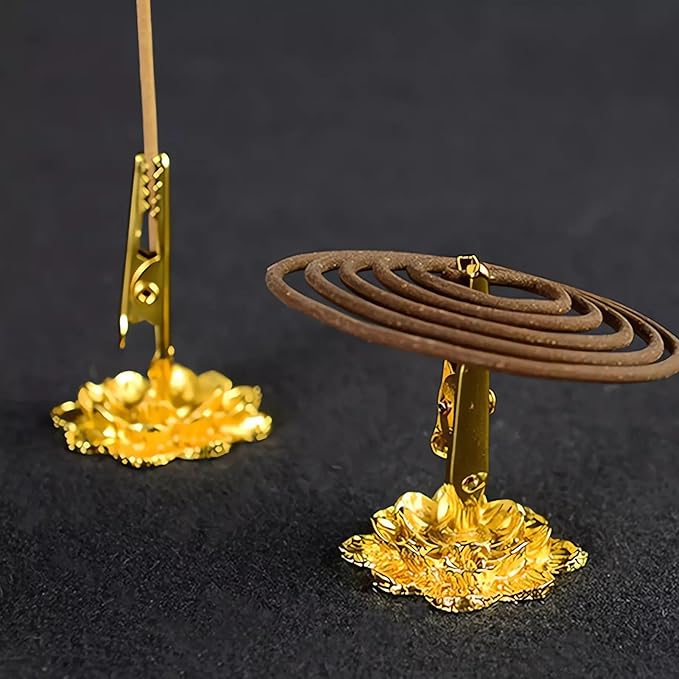 2 PCS Incense Holder Clip 45x30mm Incense Match Holder Clip Spiral Coil Incense Burner Holder with Lotus Base for Home Decoration