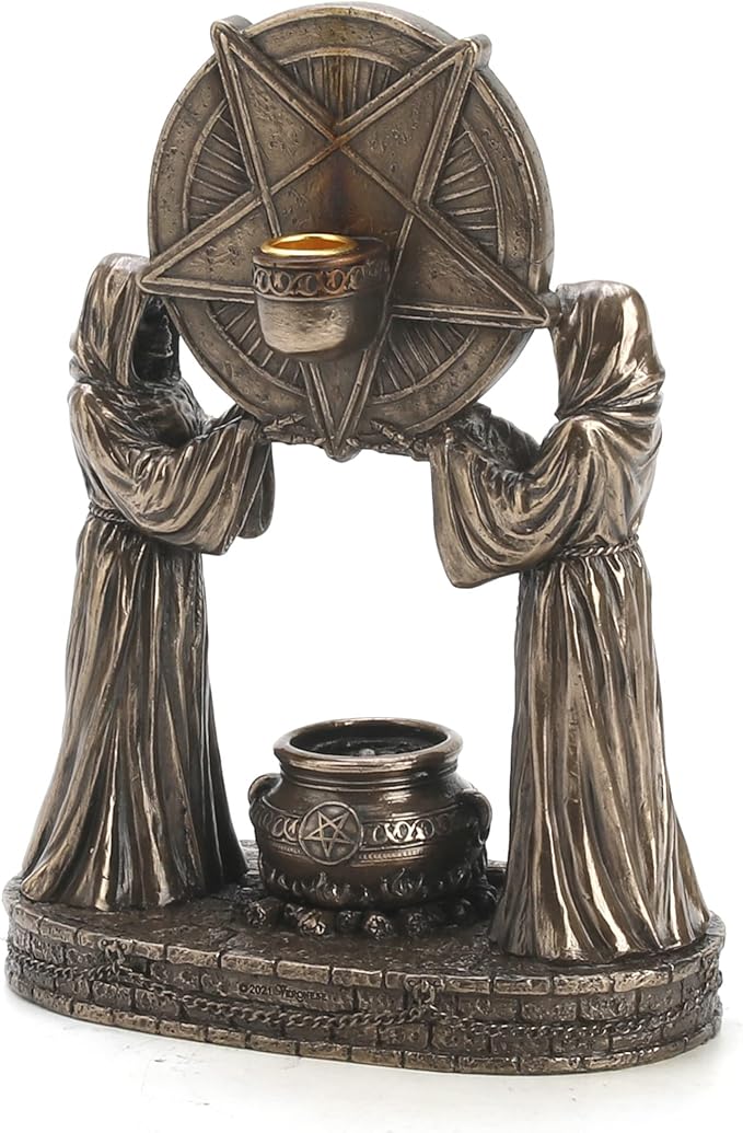 Veronese Design 7 1/4" Sigil of Baphomet Occult Altar Backflow Incense Burner Resin Sculpture Bronze Finish
